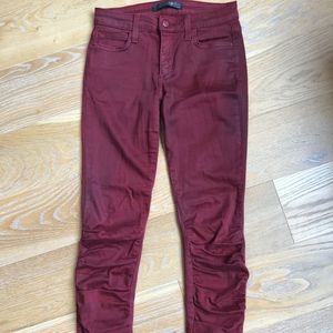 Dark Red JOE's Skinny Jeans with Ruched pant